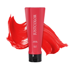 Red hair color mask tube with 'JUSTCOLOR' branding on a white background