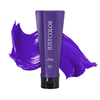 Purple color mask tube with 'JUSTCOLOR' branding on a white background