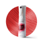 White spray bottle with red hair color swatch on a white background